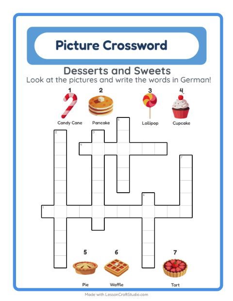 Picture crossword – Desserts and Sweets