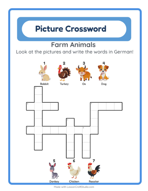 Picture crossword – Farm Animals