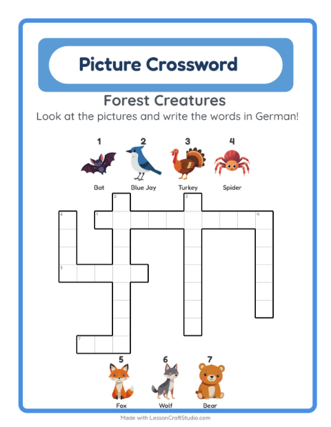 Picture crossword – Forest Creatures