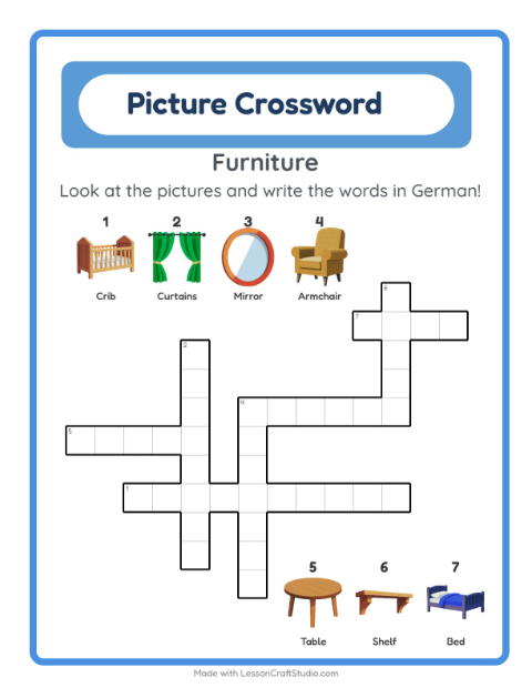 Picture crossword – Furniture