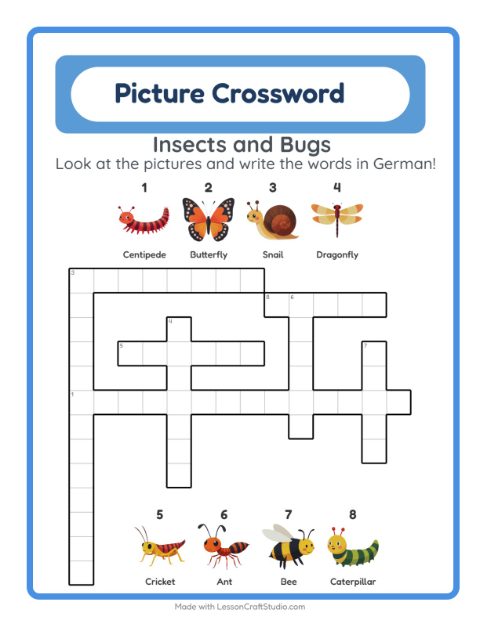 Picture crossword – Insects and Bugs