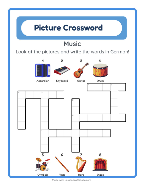 Picture crossword – Musical Instruments