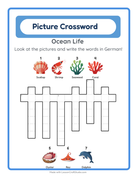 Picture crossword – Ocean Life