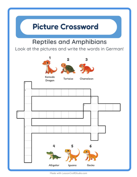 Picture crossword – Reptiles and Amphibians