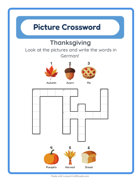 Picture crossword – Thanksgiving