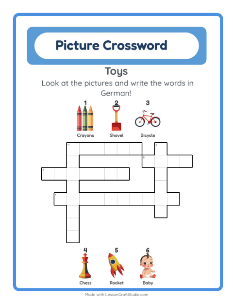Picture crossword – Toys