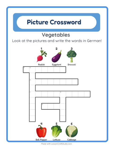 Picture crossword – Vegetables