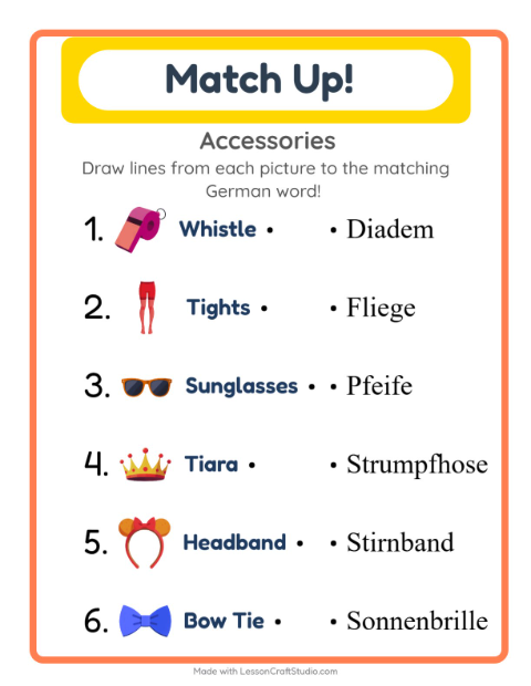 Picture-word match – Accessories