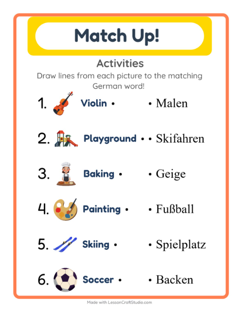 Picture-word match – Activities
