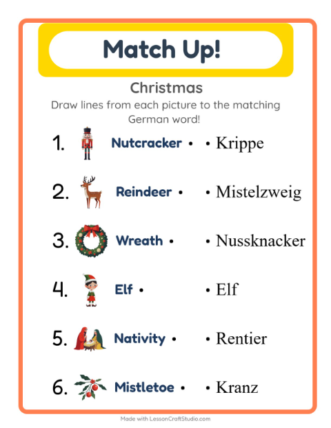 Picture-word match – Christmas