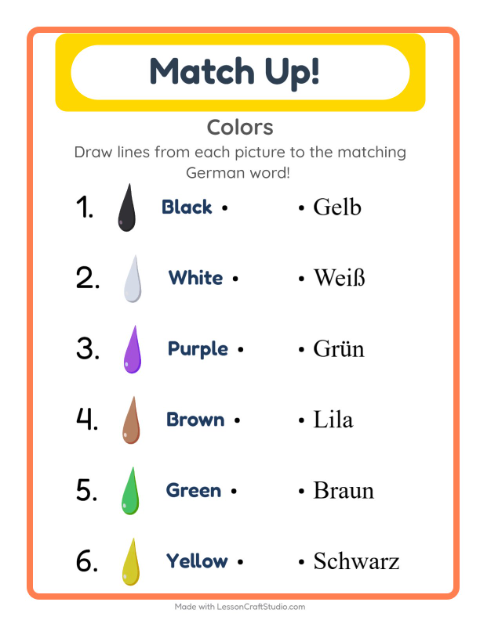 Picture-word match – Colors