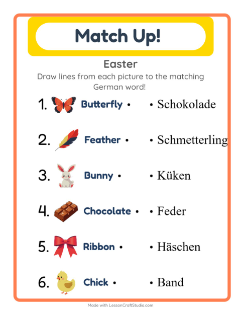 Picture-word match – Easter
