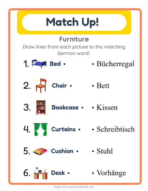 Picture-word match – Furniture
