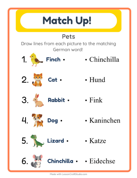 Picture-word match – Pets