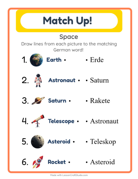Picture-word match – Space