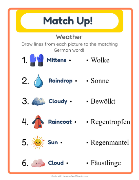 Picture-word match – Weather