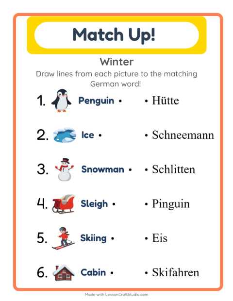 Picture-word match – Winter