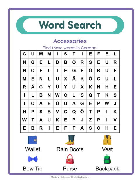 Picture word search – Accessories
