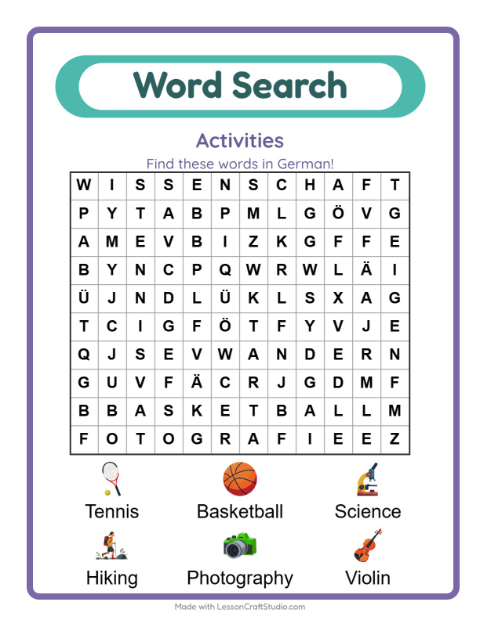 Picture word search – Activities