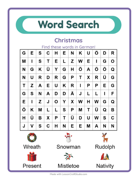 Picture word search – Christmas