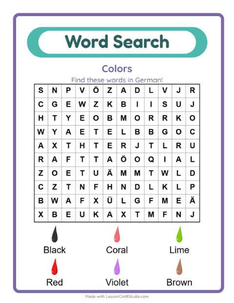 Picture word search – Colors