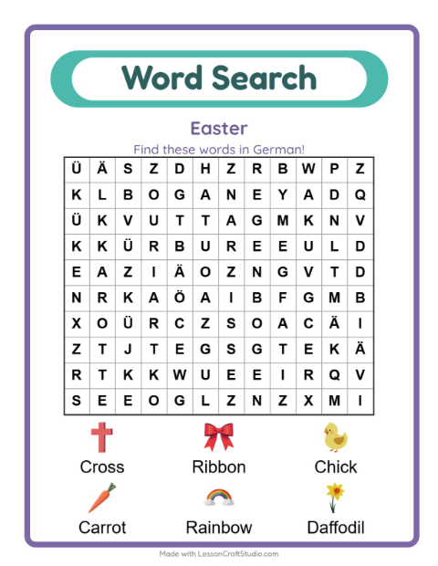 Picture word search – Easter