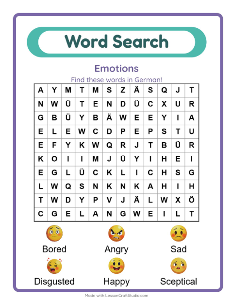 Picture word search – Feelings