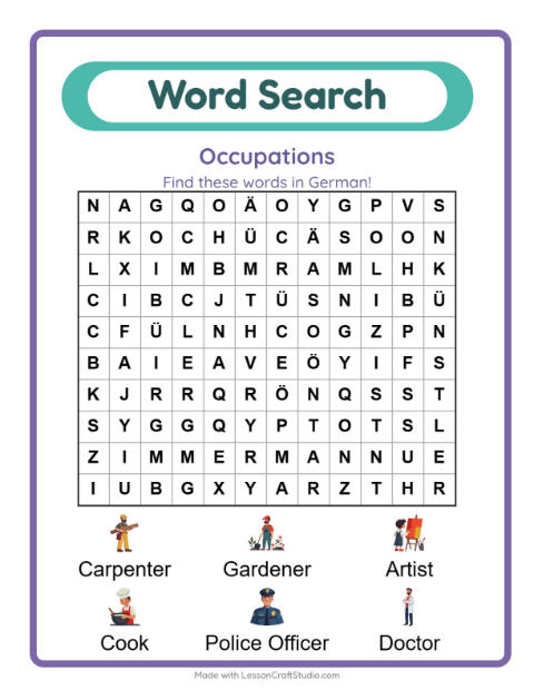 Picture word search – Community Helpers