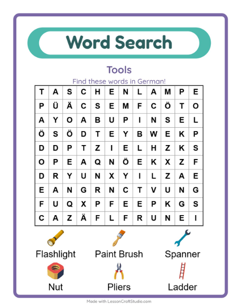 Preview of German toolbox words, one of which also means mother