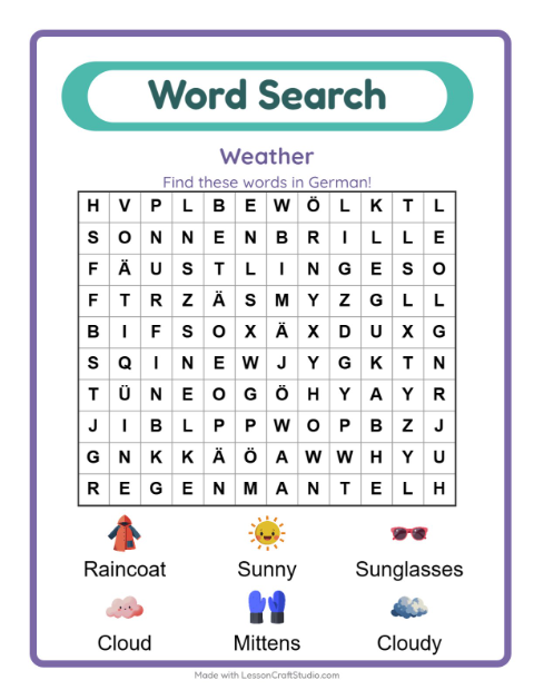 Picture word search – Weather