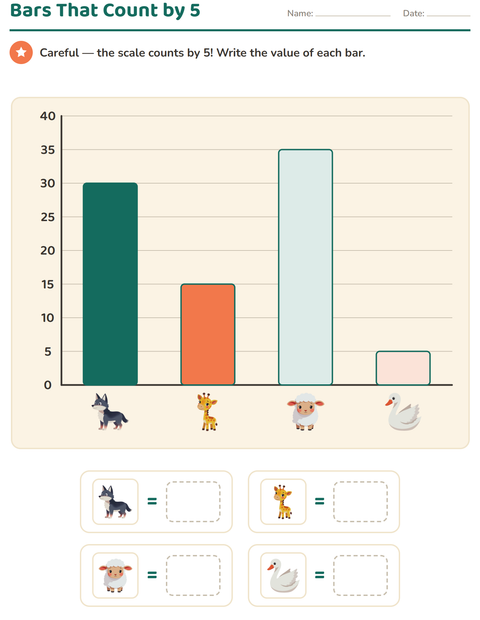 Preview of Graphs and Data worksheet featuring Animals for grade 3