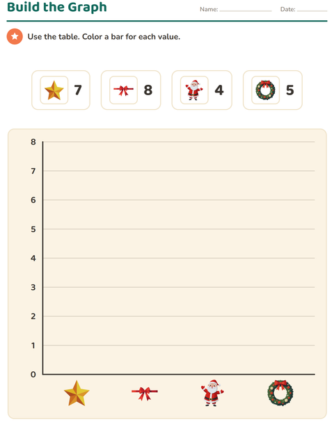 Preview of Graphs and Data worksheet featuring Christmas for grade 3