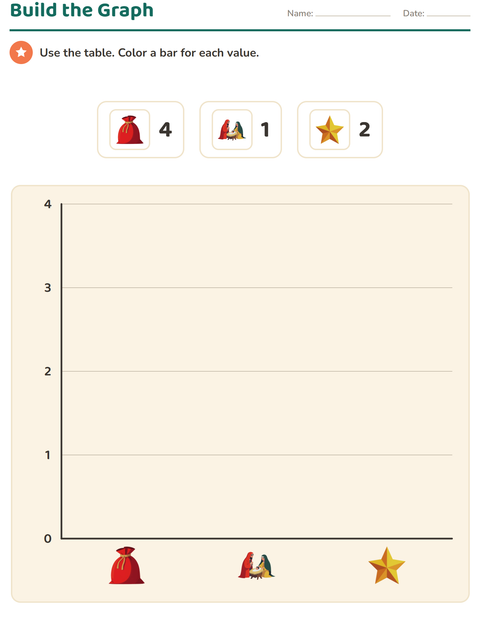 Preview of Graphs and Data worksheet featuring Christmas for grade 3