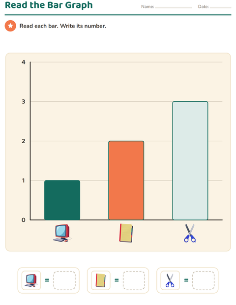 Preview of Graphs and Data worksheet featuring Classroom for grade 1