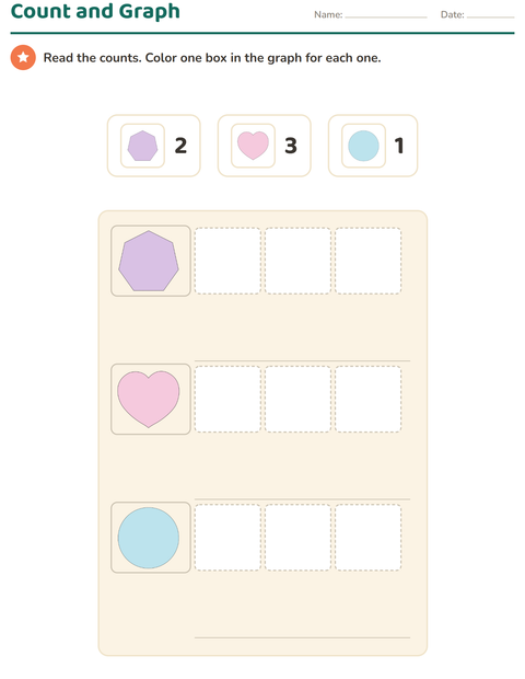 Preview of Graphs and Data worksheet featuring Shapes for grade 1
