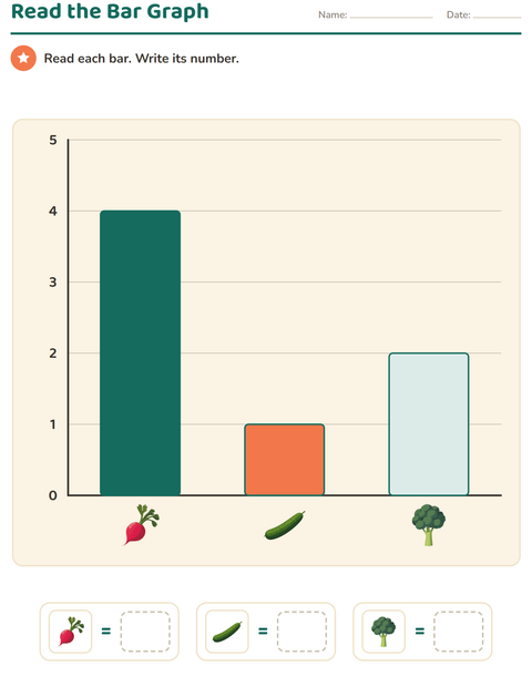 Preview of Graphs and Data worksheet featuring Vegetables for grade 1