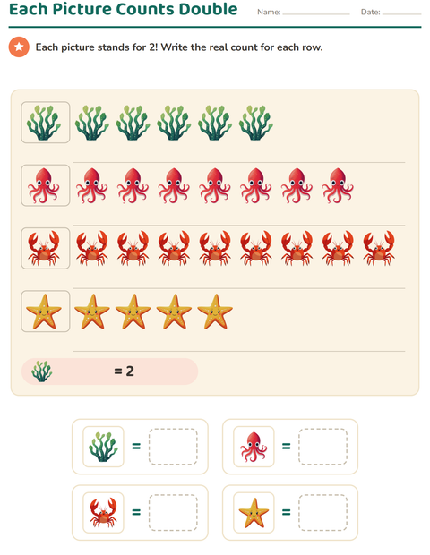 Preview of Graphs and Data worksheet featuring Ocean Life for grade 2