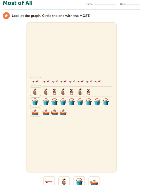 Preview of Graphs and Data worksheet featuring Toys for grade 1