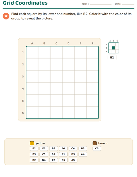 Preview of Grid Coordinates worksheet for grade 2