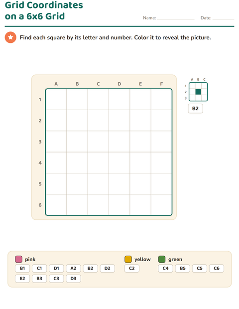 Preview of Grid Coordinates worksheet for grade 2