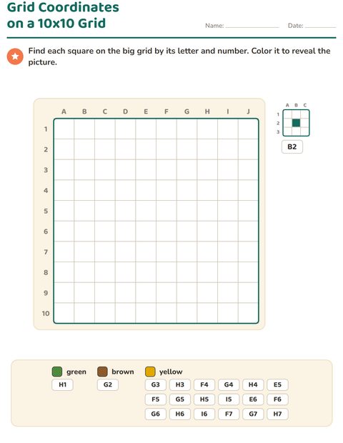 Preview of Grid Coordinates worksheet for grade 2