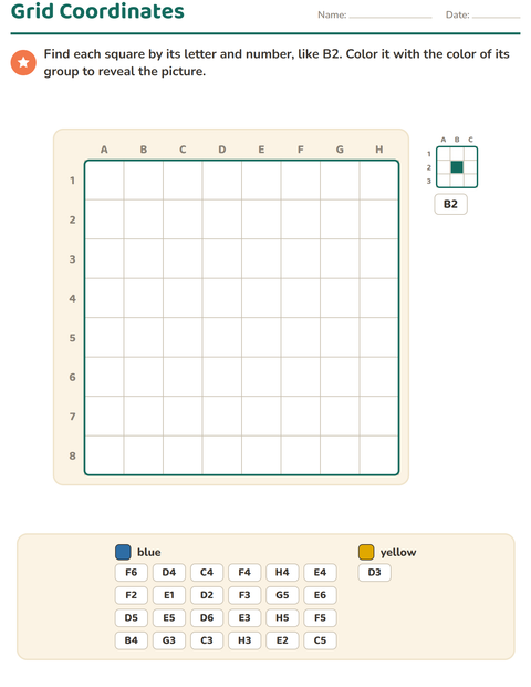 Preview of Grid Coordinates worksheet for grade 2