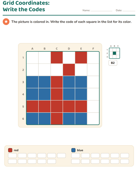 Preview of Grid Coordinates worksheet for grade 2