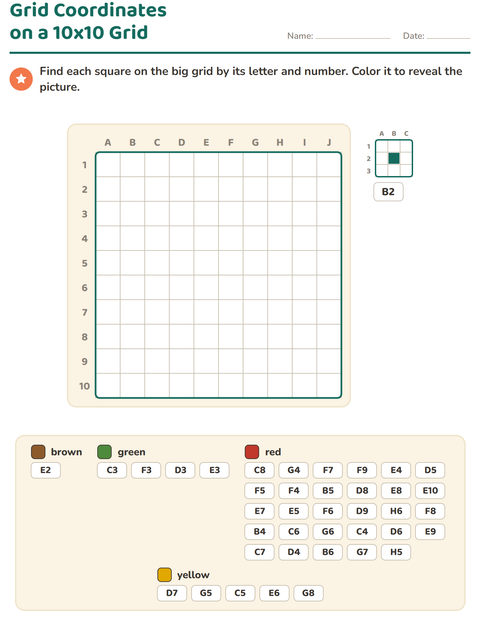 Preview of Grid Coordinates worksheet for grade 2