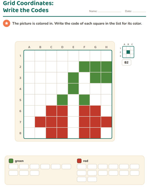 Preview of Grid Coordinates worksheet for grade 2
