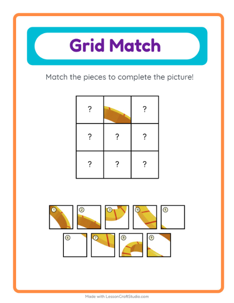 Preview of Grid Match worksheet featuring Accessories for kindergarten