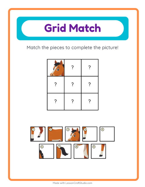 Grid Matching Puzzle with Animals