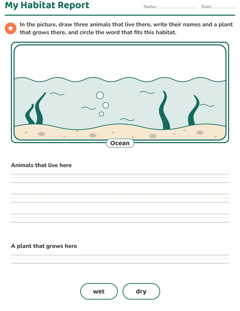 Preview of Animal Habitats worksheet for grade 2