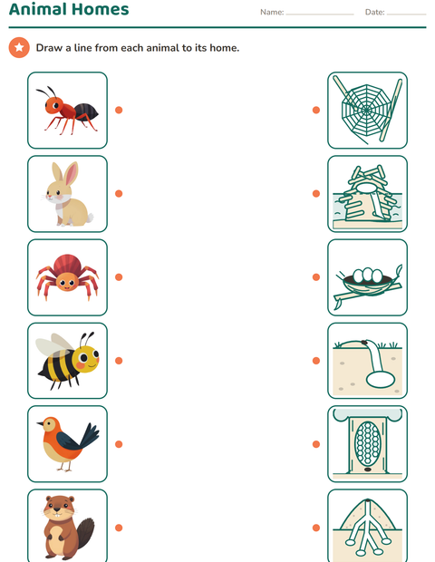 Preview of Animal Habitats worksheet for kindergarten