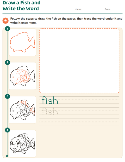 Preview of Draw a Fish and Write the Word